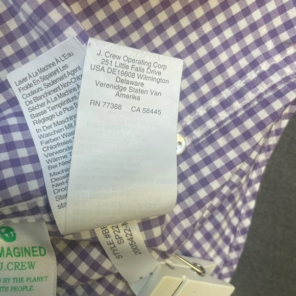 J. Crew Classic Button‎ Down Shirt Organic Cotton Gingham Check Small - Picture 11 of 13